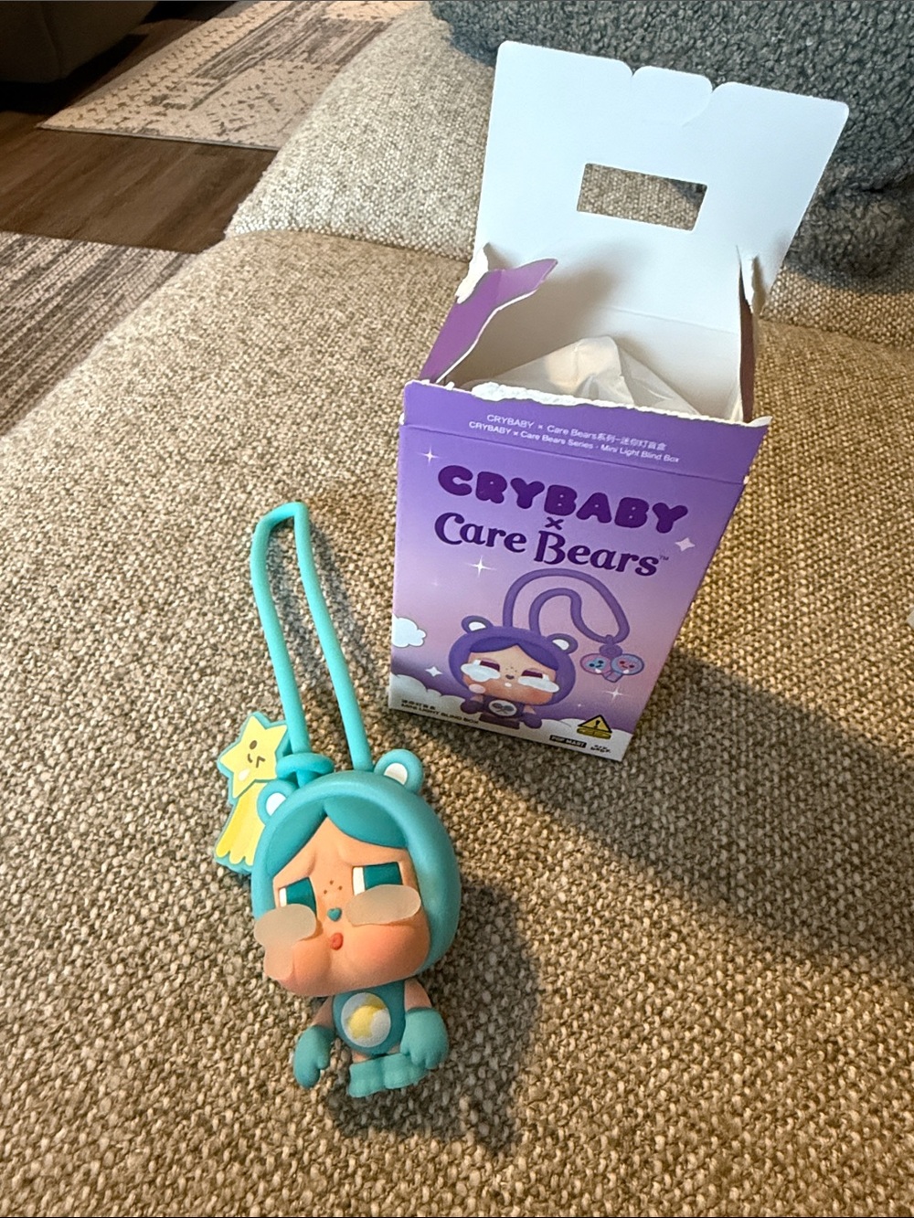 Crybaby x Care Bears Teal Wish Bear Mini Light Keychain Strap